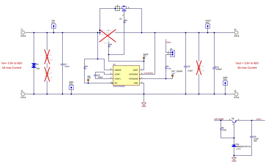 Schematic - Texas Instruments LM74704Q1EVM Evaluation Module